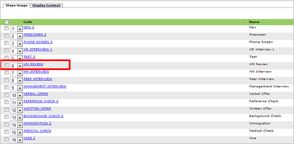 The image shows the Steps Usage tab in the CSW configuration.