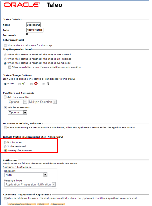 The image shows the Status Details page.