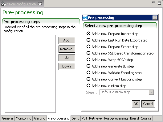 Image showing the Pre–processing Tab window.