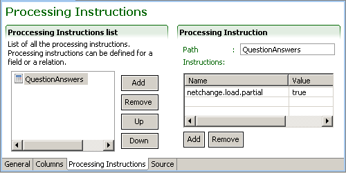 Image showing the Processing Instructions window.
