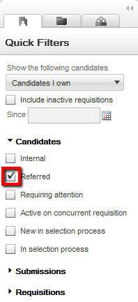 Image showing the quick filters with the checkbox to remove a criterion.