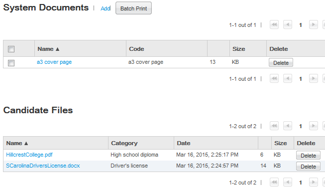 Image representing the Candidate Files section on a process page. Uploaded files appear in the Candidate Files section.