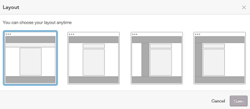 The image shows the four different layout options for a site.