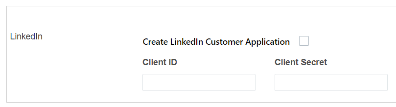 Create LinkedIn Customer Application check box