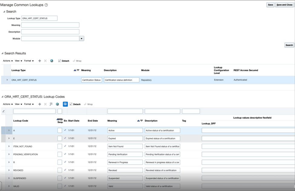 Configure status values