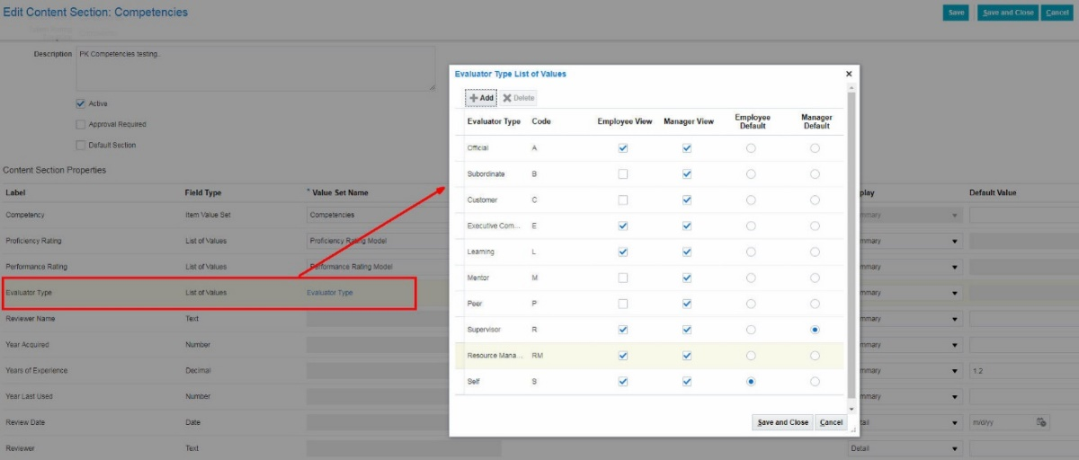 Evaluator Type Item Catalog