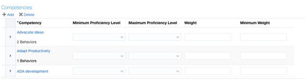 Configuring Specific Competencies for a job Model Profile