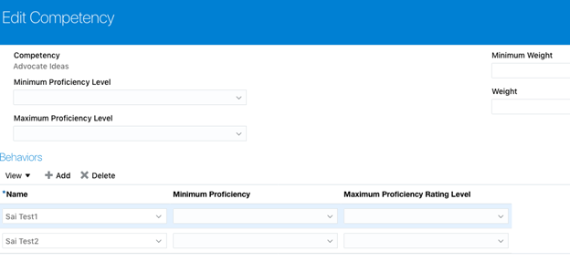 Configuring Specific Behaviors for Individual Competencies