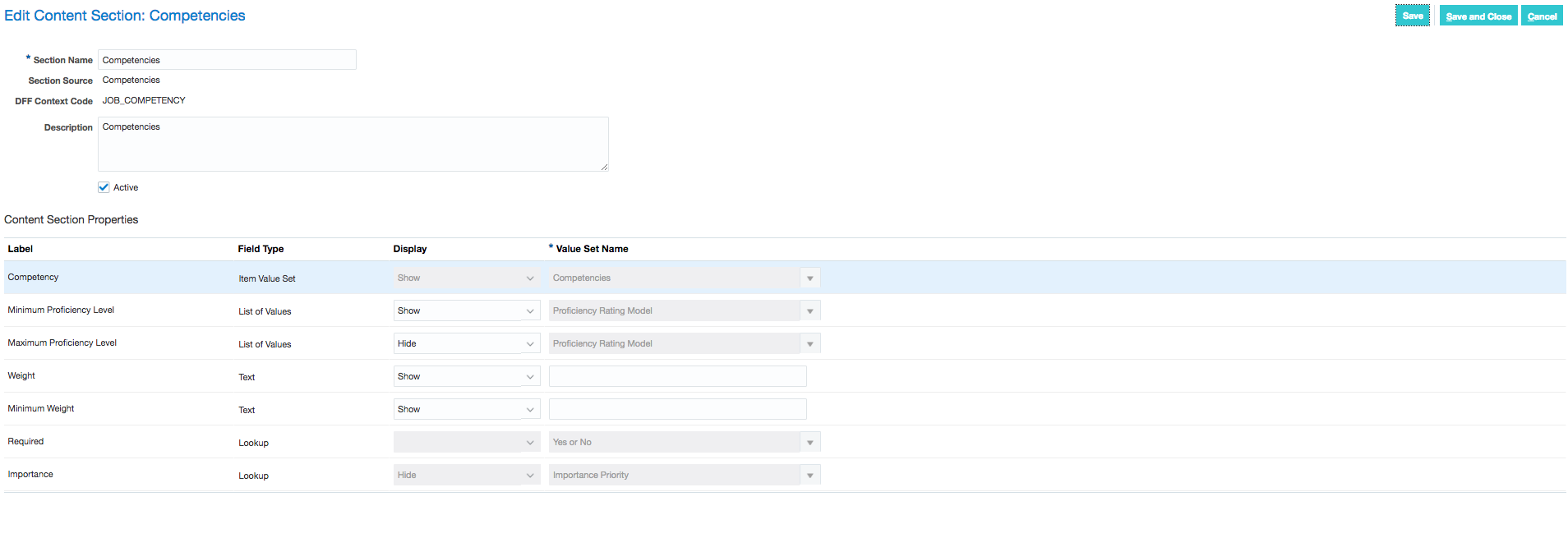 Edit Content Section for Model Profile content sections