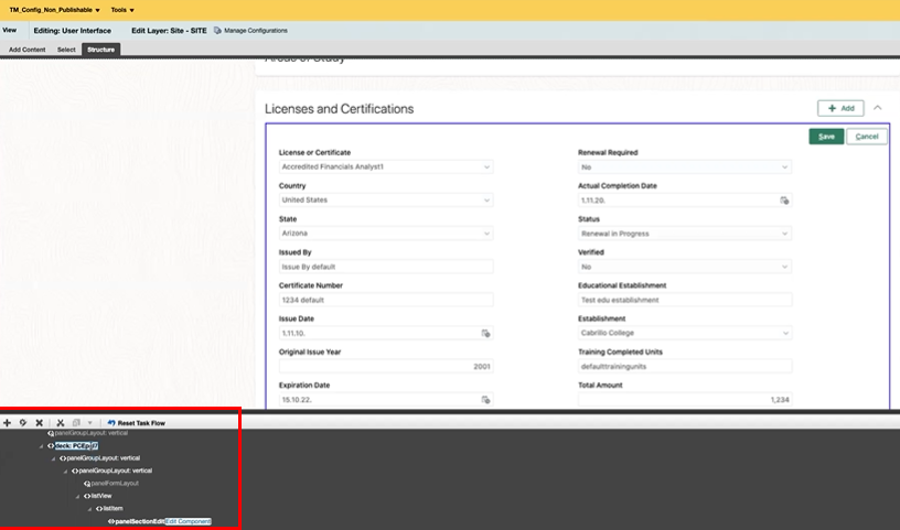 Select display sections in Skills and Qualifications page