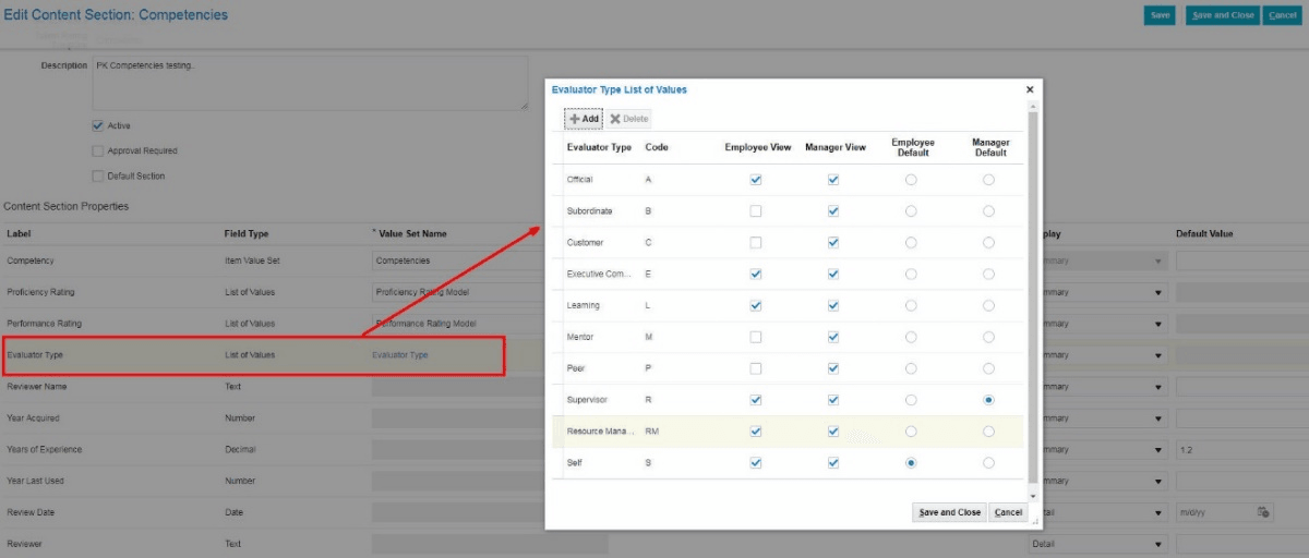 Evaluator Type Item Catalog