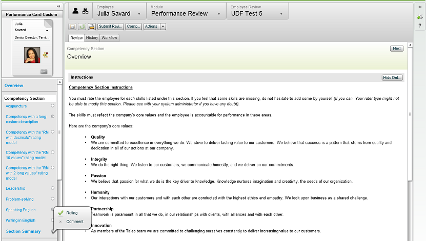 The image shows an example of the Review Completion Bubble half filled.