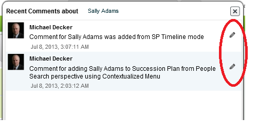 The image shows comments for a successor.
