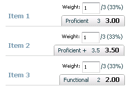 The image shows weights that are displayed as a fraction and a percentage.