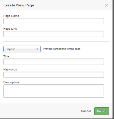 The image shows the Create New Page screen used for creating Site pages.
