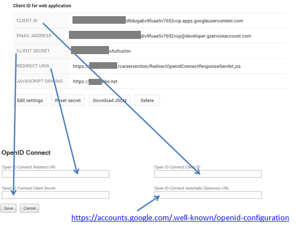 Image showing the fields to complete under OpenID Connect.