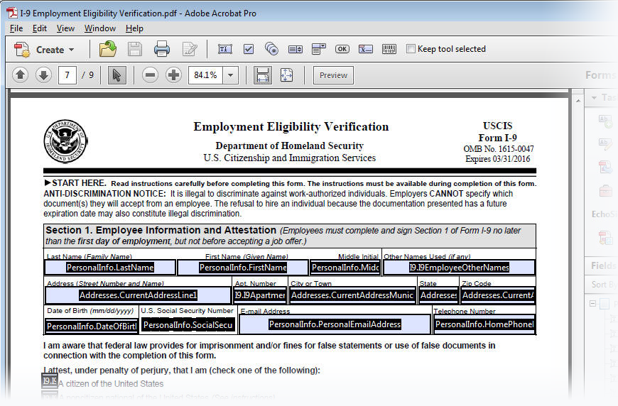 Image showing variables in a I-9 PDF.