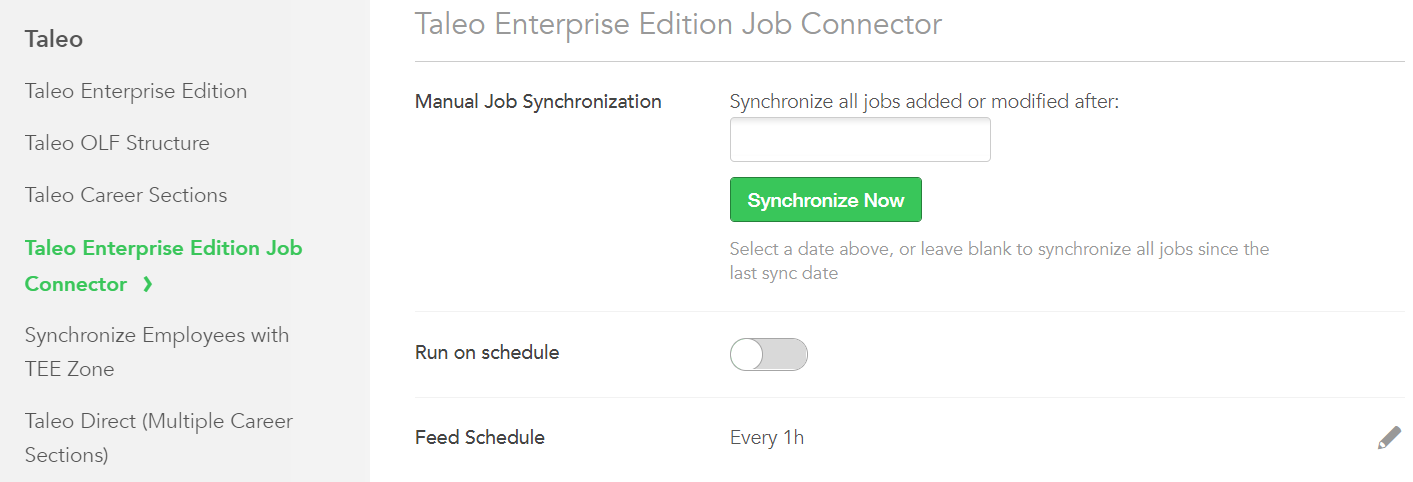 This image shows the Job Connector in the Sourcing Configuration.