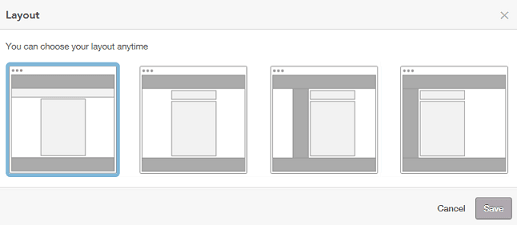 The image shows the four different layout options for a site.