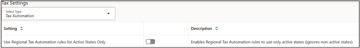 Use Regional Tax Automation Rules For Active States Only is Disabled