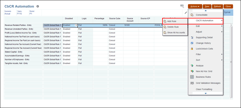 Selecting rule to add