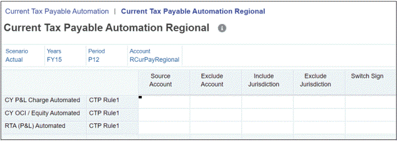 Current Tax Payable Automation Regional