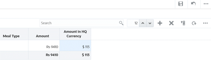 Example - Amount in HQ currency