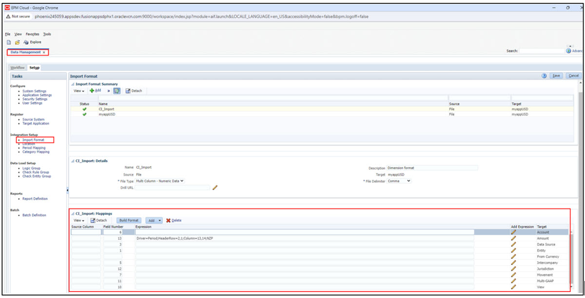 Create Import Format