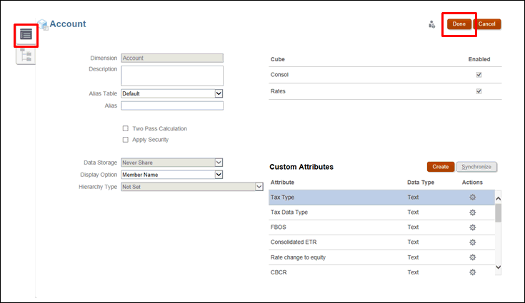 Edit Dimension Properties screen