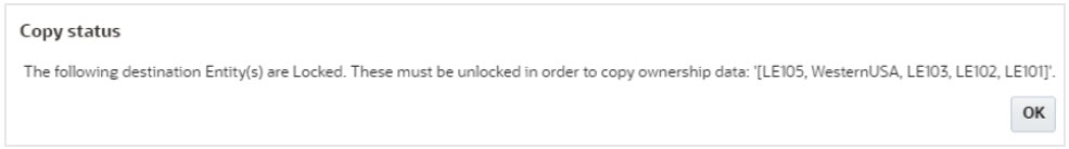 Error Message - five or less than five locked entities