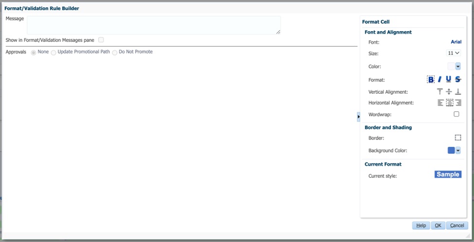 Image showing the format cell options in the rule builder Image showing the format cell options in the rule builder