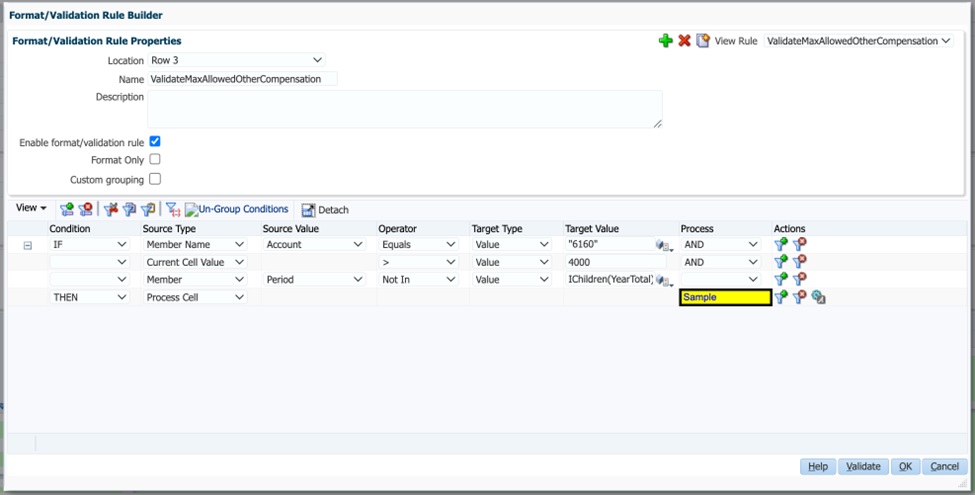 Image showing data validation rule properties in the format/validation rule builder Image showing data validation rule properties in the format/validation rule builder