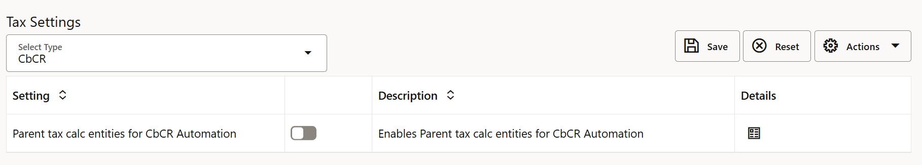 Enable Parent Tax Calc Settings