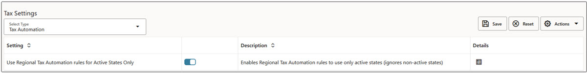 Use Regional Tax Automation Rules For Active States Only option