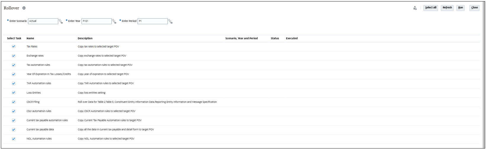 Select the POV for the rollover process