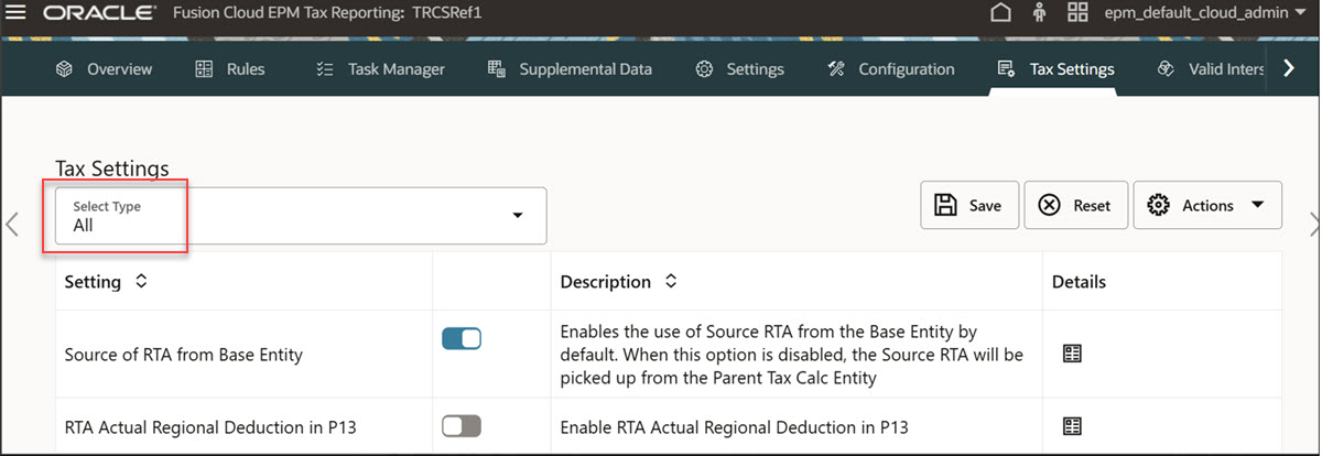 Post Migration Tax Settings Screen Post Migration Tax Settings Screen
