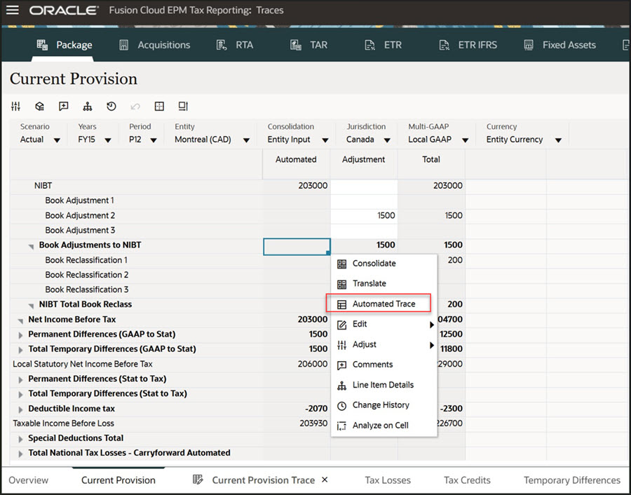 Automated Trace Option