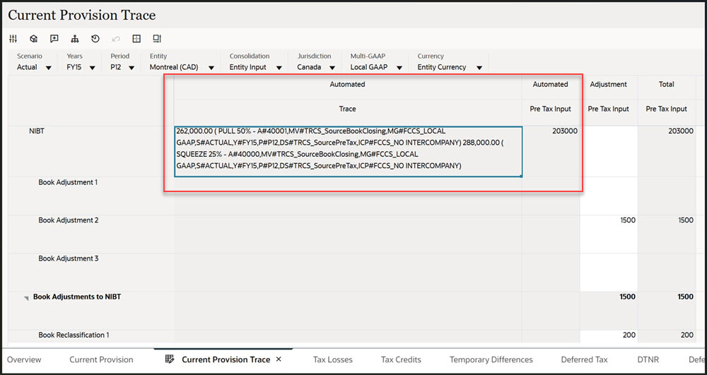 Trace Information Details