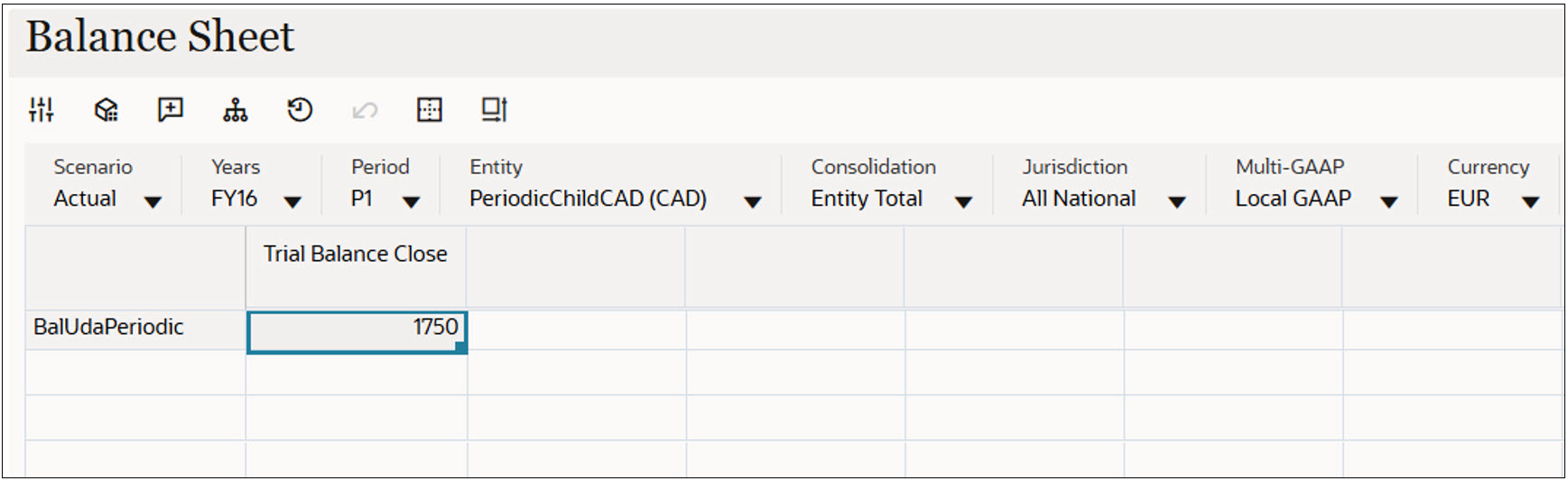 Child Entity PeriodicChildCAD EUR Reporting