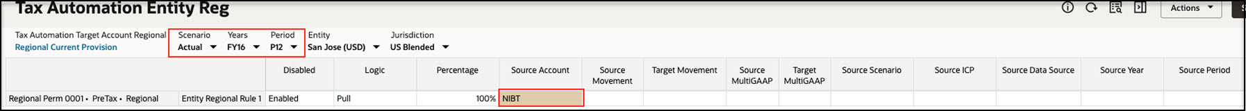Form save fails because the Source Account is configured as a Tax Account, while the Source Year, Source Period, and Source Scenario are all the same as the target