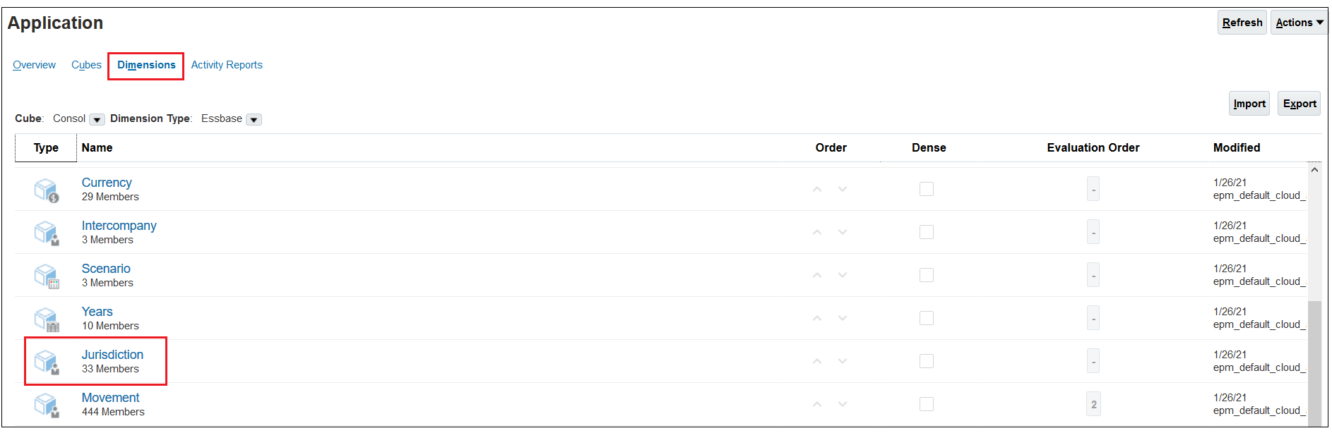 Application page with Dimensions and Jurisdiction selected