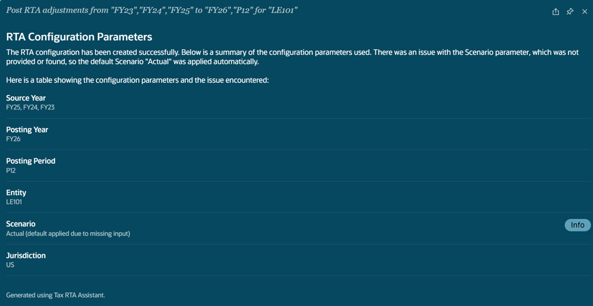 Example Usecase: Creating RTA Configuration