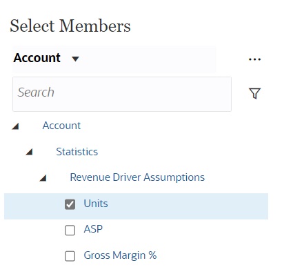 screenshot showing the Select Members Search result within the hierarchy screenshot showing the Select Members Search result within the hierarchy