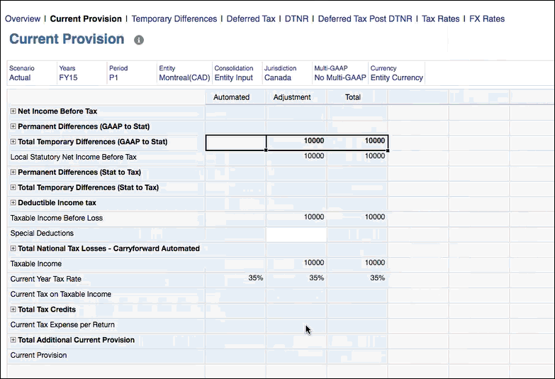 Using Tax Automation for National Current Provision