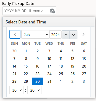 sample of date/field calendar