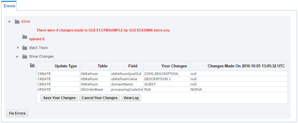 sample of error