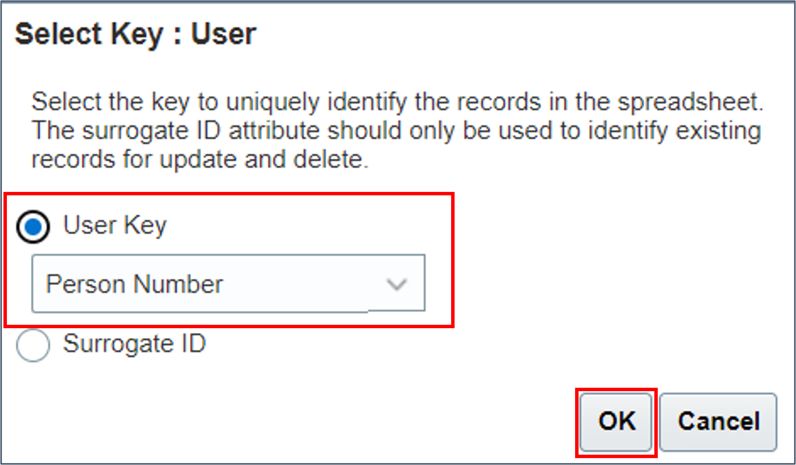 Select user key