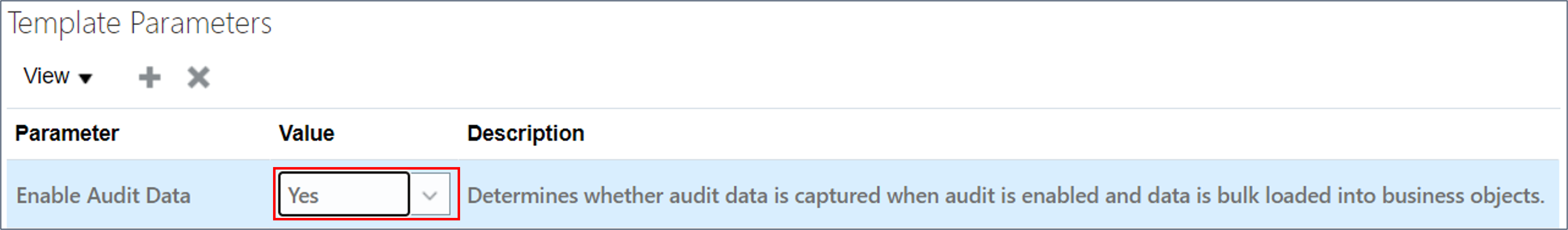 Select Enable Audit Data parameter.
