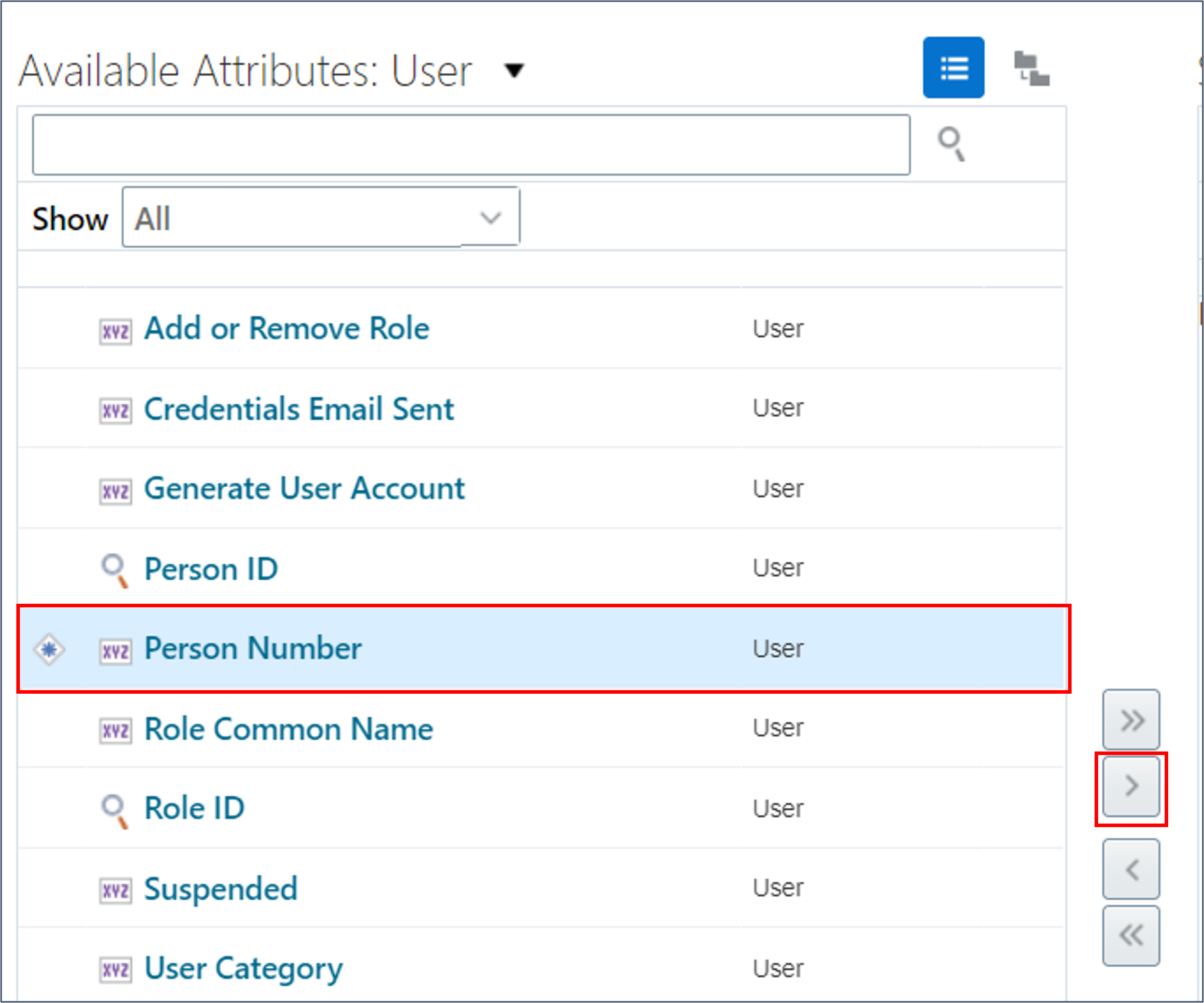 Select Person Number and add it to Selected Attributes