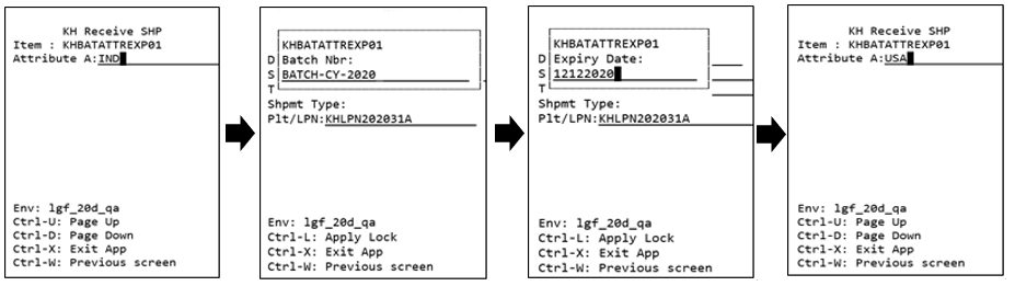 Example: Cartonized ASN - Screen flow for batch/expiry/inventory attribute/serial tracked SKU